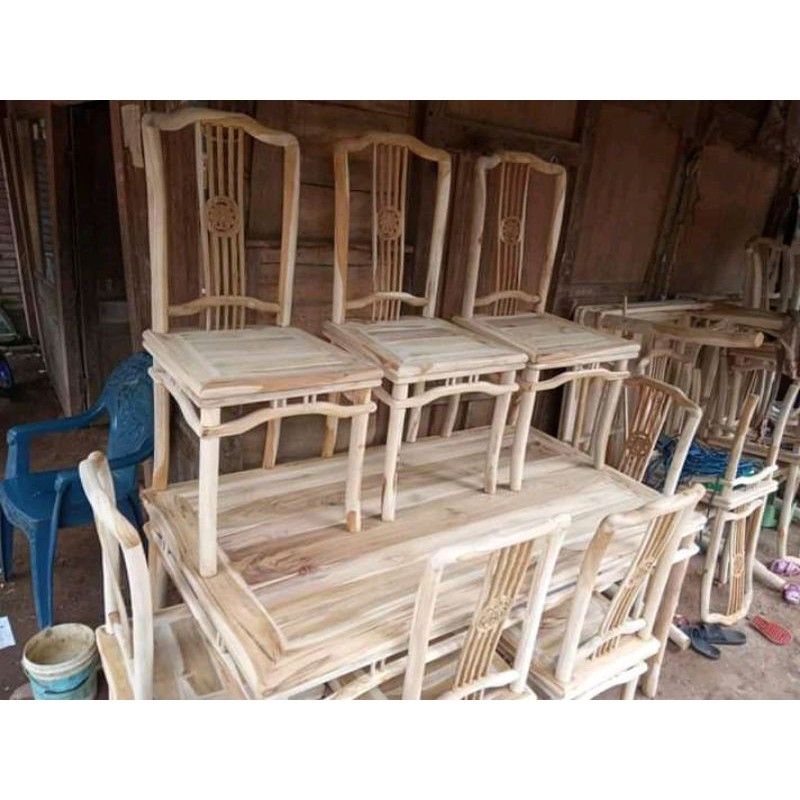 Set Meja Makan TAICHI Mentahan Kayu Jati Meja Makan