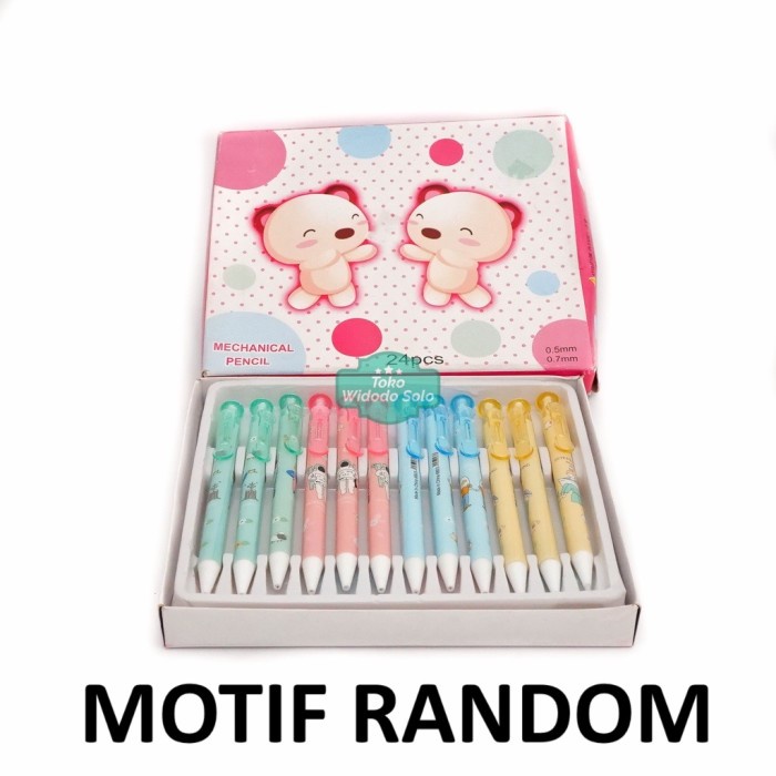 

Pensil Mekanik 0,5mm Fancy Isi Kecil Box Kardus Merah Muda 24 Buah