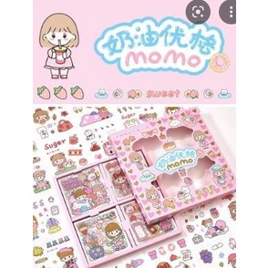 

((((()paling dicari] Stiker Momo 100 pcs box 100pcs 2d lembar Botol Minum Viral Korea Anak