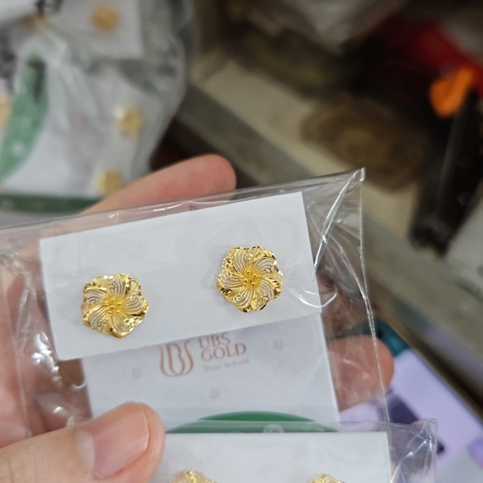 ✨Termurah Giwang Anting Tindik Tusuk Bunga Kembang Gold Ubs Emas Asli 375 Bisa Gojek
