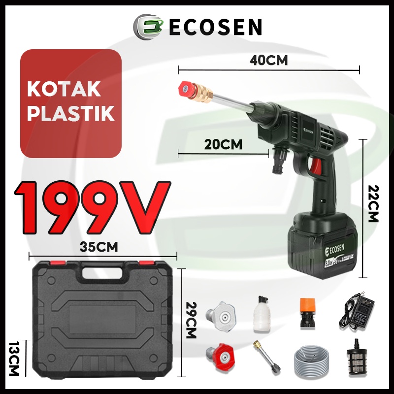 Ecosen Alat Cuci Motor Cuci Mobil Jet Cleaner Baterai 198V Steam Cordless Mesin Cuci Ac Motor Mobil