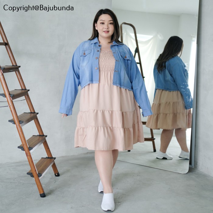 Ld 126 140 Jaket Jeans Jumbo Wanita Big Size Evelyn