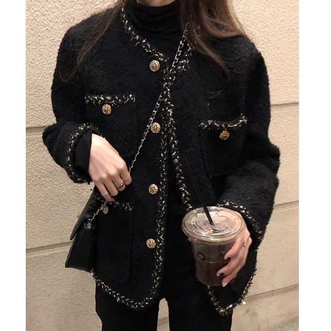 122 Big Size Arden Tweed Blazer New Korea Fairlady