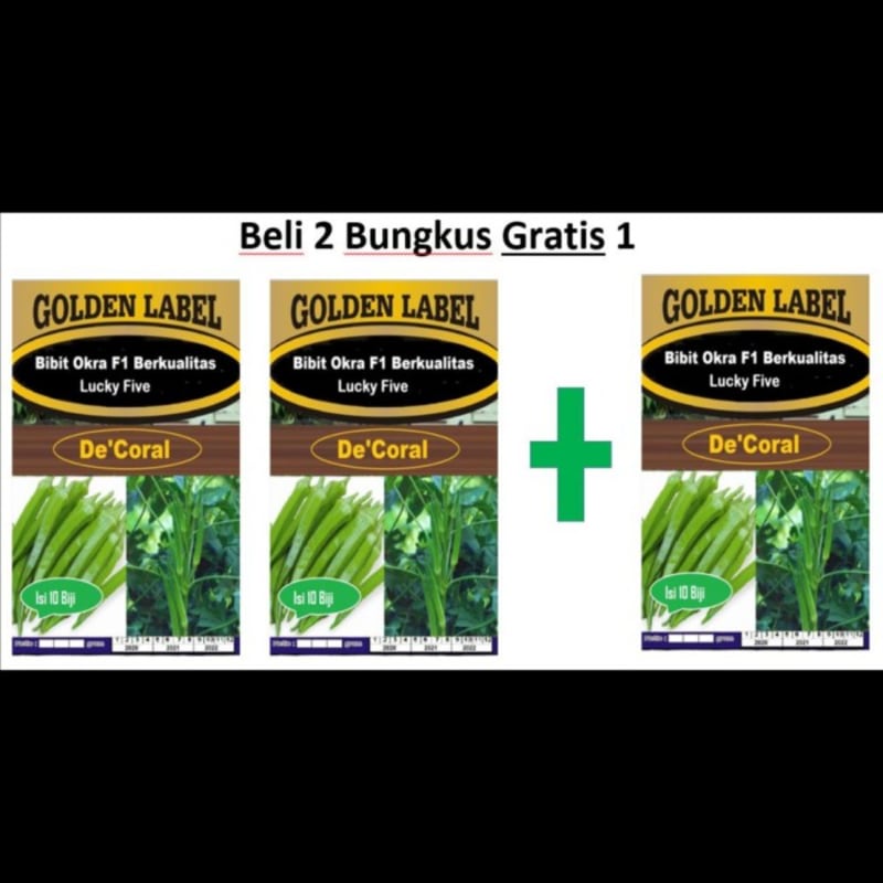 Bibit Okra F1 Lucky Five Okra Hijau Beli 2 Gratis 1| Benih Okra F1