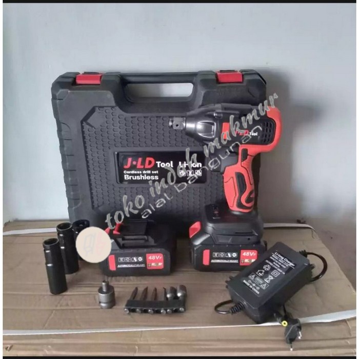 Impact Buka Baut Cordless 2 Batre 350nm JV88 JLD CORDLESS IMPACT WRENCH 350nm Bor Sok