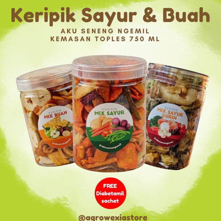 

Terjangkau Keripik Buah dan Sayur Mix Kering Aku Seneng Ngemil Kemasan Toples 750 ml