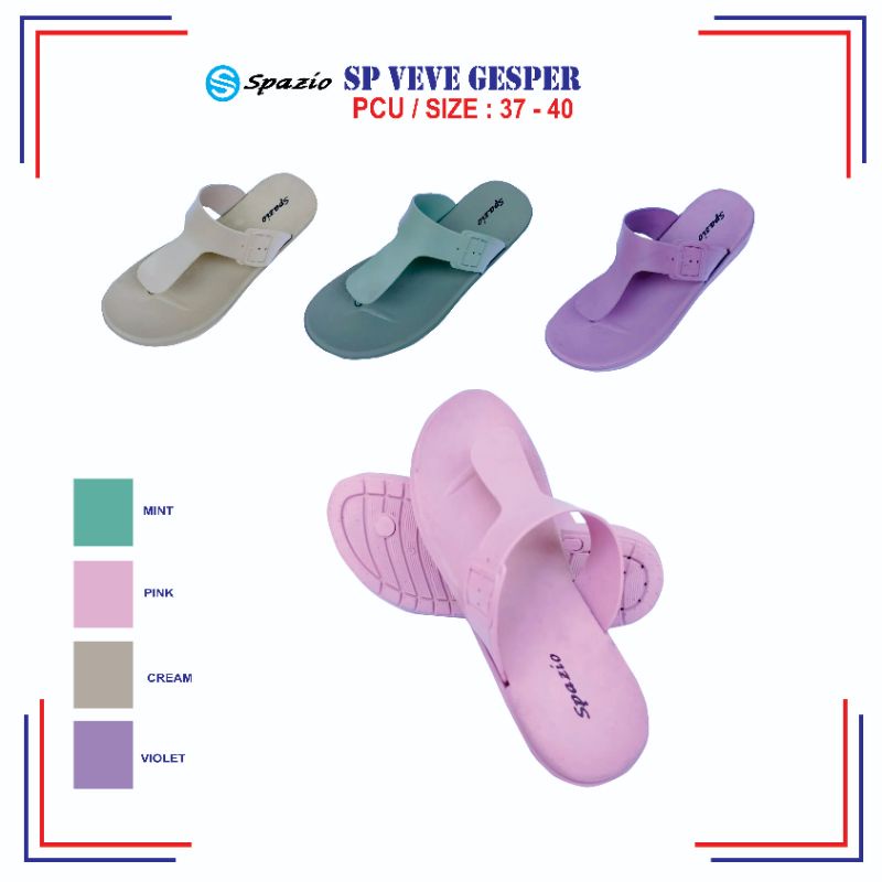 Sandal japit cewek spazio gesper tanpa lem awet simpel