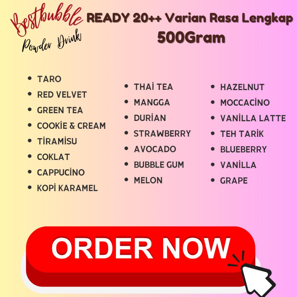 Special - bubble Bubuk Minuman Rasa / Bubuk Minuman Kekinian / Bubuk Minuman Aneka Rasa 500 Gram ,,