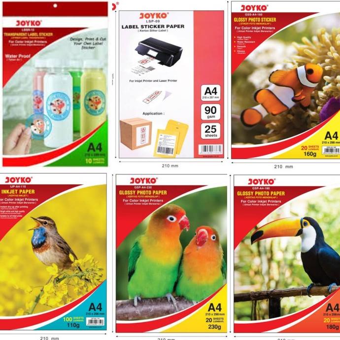 

BARANG TERBARU !!! JOYKO PHOTO PAPER GLOSSY MATTE INKJET TRANSPARENT STICKER REGULER - TERLARIS