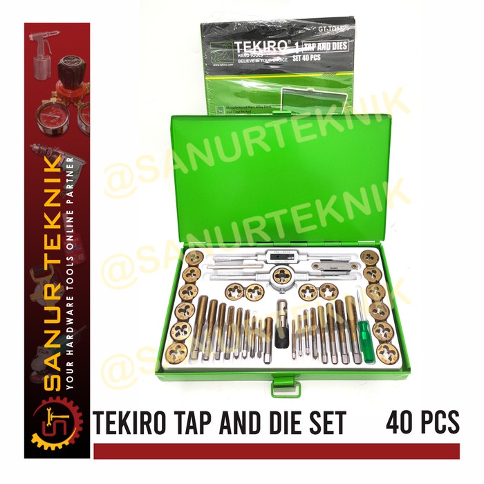 Terlaris Tap And Die Set Tekiro 40 Pcs / Hand Tap Mata Senai / Alat Ulir Drat