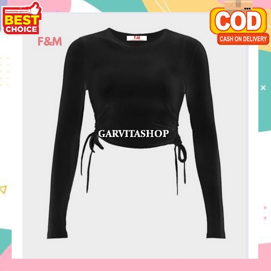 Basic Crop Top Lengan Pendek Polos Korea Polos Baju Atasan Crop Top Rajut Colombia Wanita Fashion Ko