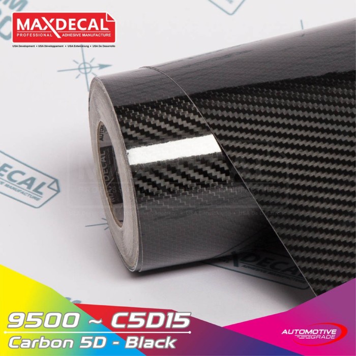 

[Per Meter] MAXDECAL 9500 C5D15 Carbon 5D 6D High Glossy BLACK Lebar