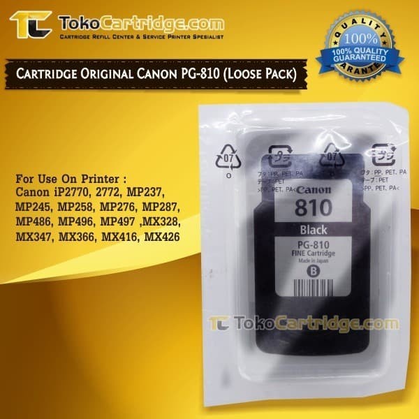 

CARTRIDGE TINTA CANON PG810 CATRIDGE PG 810 BLACK ORIGINAL LOOSEPACK