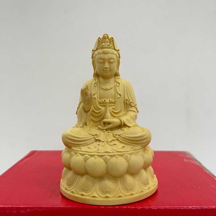 Patung dewi kwan im / kuan im / mak im duduk kayu 4in
