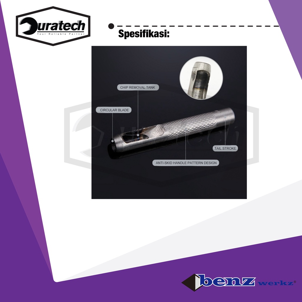 

Plong Besi Pembolong Lobang Kulit Karton 25 Mm / Plong Hollow Punch Pukul / Pembolong Plat Benz