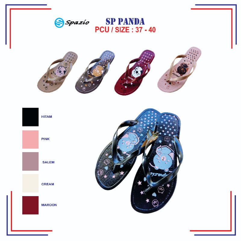 Sandal japit cewek spazio panda tanpa lem awet simpel