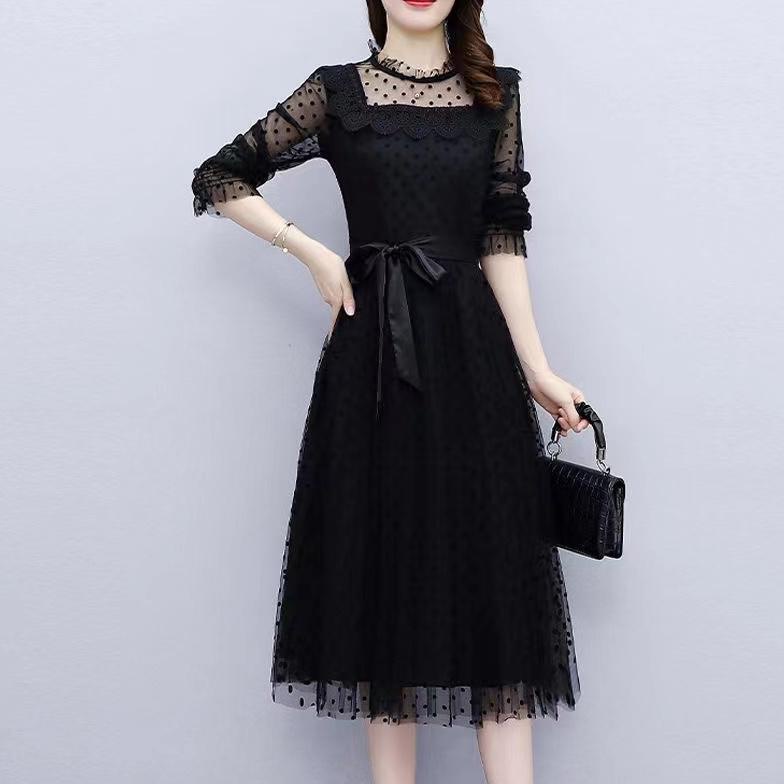 Fan 2023 Gaun Hitam Renda Korea Baru/Dress Korean Style/Dress Pesta Wanita Terbaru