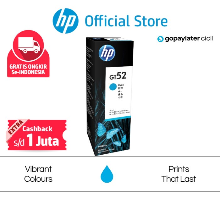 

TINTA PRINTER HP ORIGINAL GT52 CYAN / YELLOW / MAGENTA