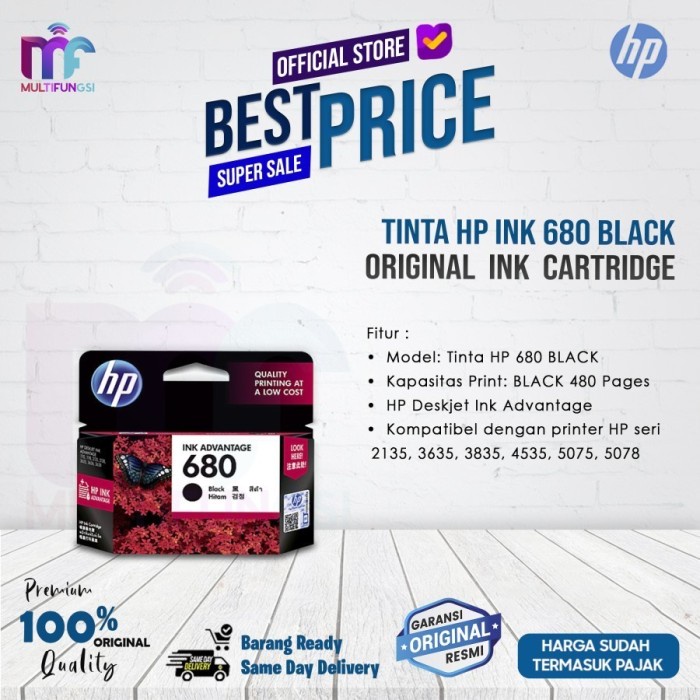 

TINTA HP 680 BLACK ORIGINAL INK CARTRIDGE - FOR 2135, 3635