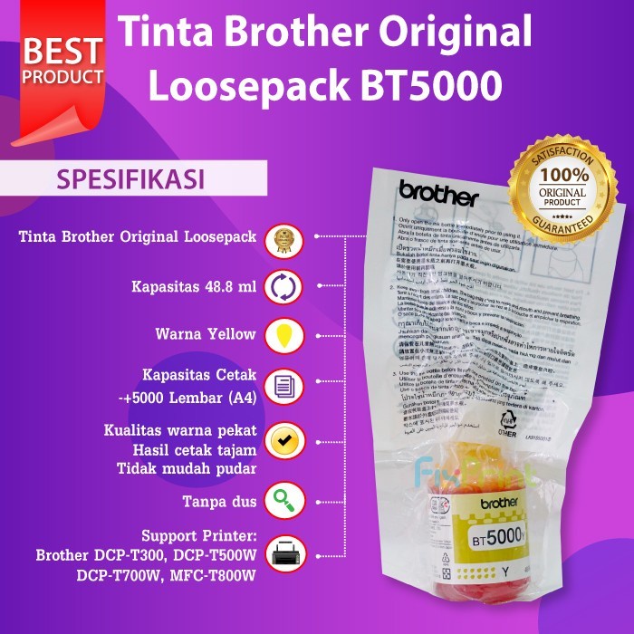 

TINTA ORIGINAL BROTHER BT5000C CYAN BT5000M MAGENTA BT5000Y YELLOW