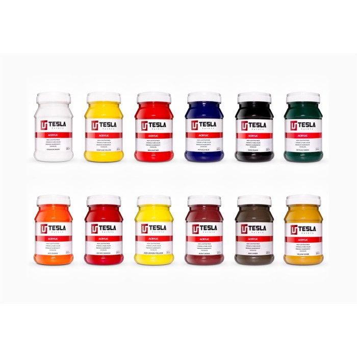 

✨Sale Tesla Paints 250 Ml Set Of 12 Cat Akrilik - Acrylic Paint Limited