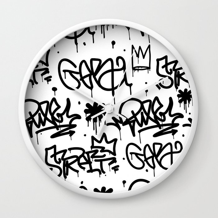 Jam Dinding Pola Mahkota & Grafiti