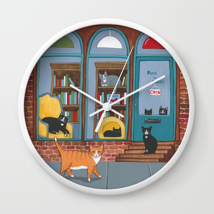 Jam Dinding Kucing Toko Buku Puss n