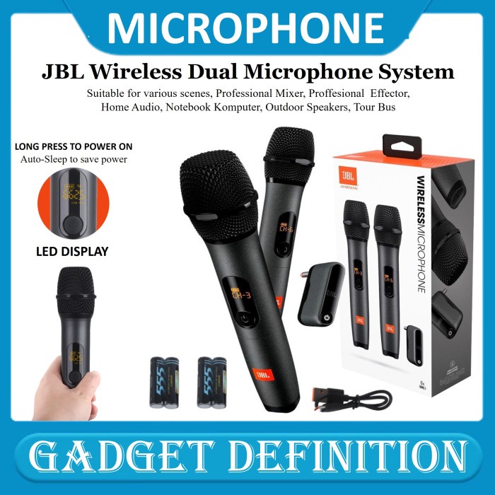 Microphone Wireless JBL 2 Mic Professional Mic Karaoke
