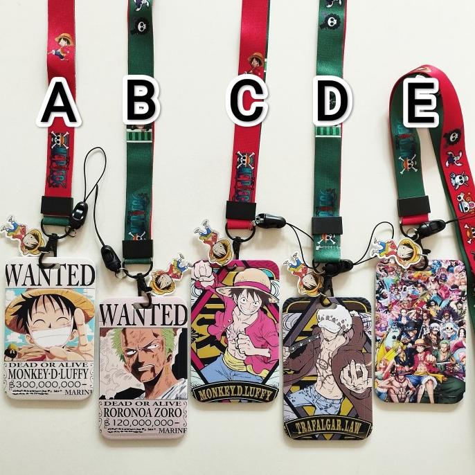 

One Piece Anime ID Card Holder Lanyard 1 Luffy Zoro Law Name Tag