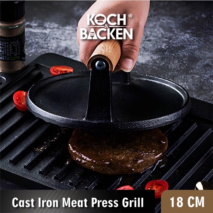 BAYAR DITEMPAT KOCH&BACKEN Cast Iron Meat Press Grill Alat Cetak Daging Burger /GRILL PEN/BAKARAN