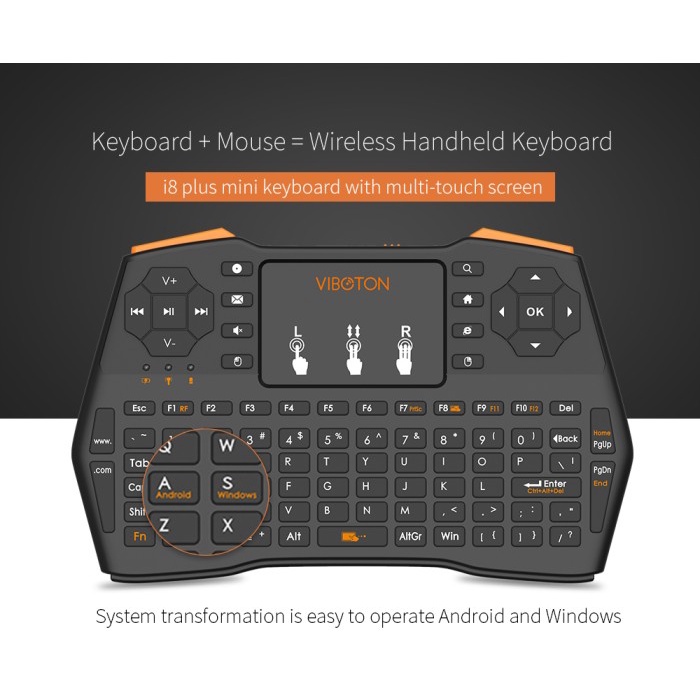 VIBOTON I8 PLUS HANDHELD WIRELESS KEYBOARD MOUSE TOUCH ORIGINAL