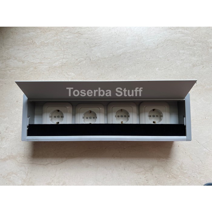 [Ori] Grommet Tutup Lubang Stop Kontak Meja Meeting 4 Power Silver Panasonic Berkualitas