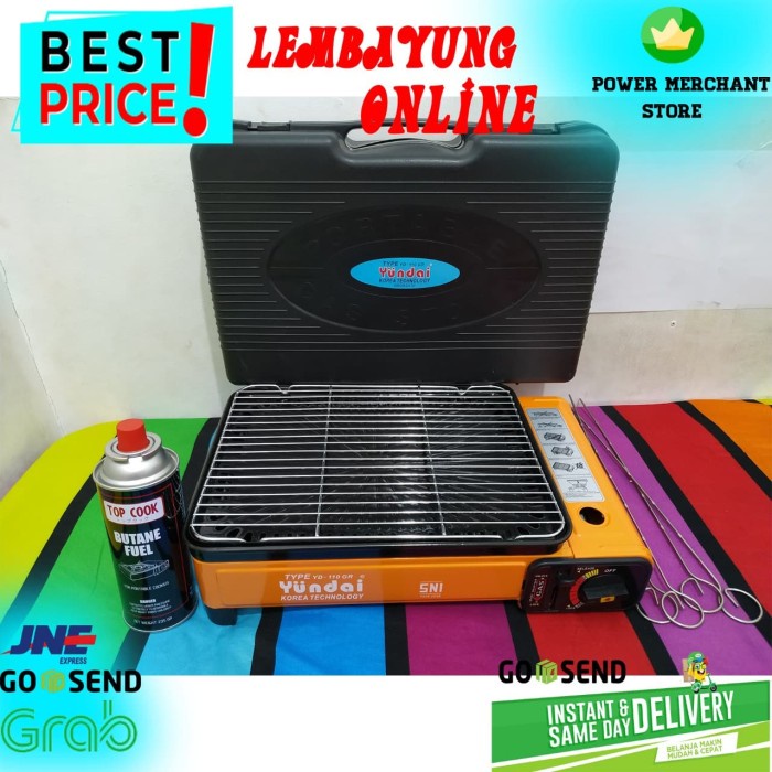 Discount YUNDAI YD-110 GR Barbeque Grill Portable + 1 Gas Buttane /GRILL PEN/BAKARAN SATE/MULTI