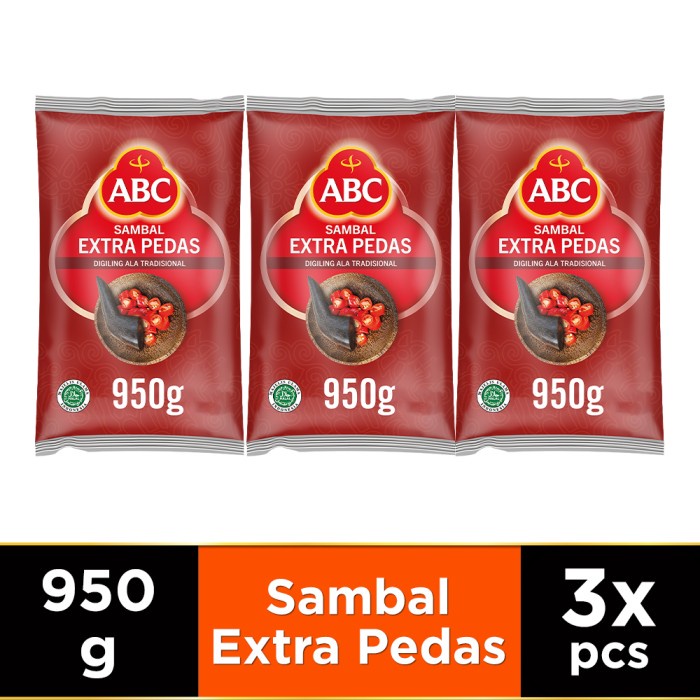 

Promo Abc Saus Sambal Extra Pedas 950 G Multi Pack 3 Pcs Terbaru