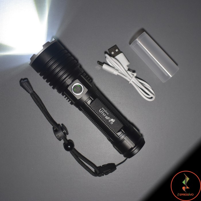 SENTER LED XHP-50 ULTRAFIRE CREE BATERAI 26650 RECHARGEABLE USB-C