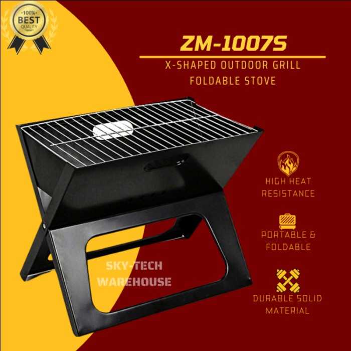 TERMURAH Alat Panggang Panggangan Pemanggang Arang BBQ Portable Lipat Kaki X /GRILL PEN/BAKARAN