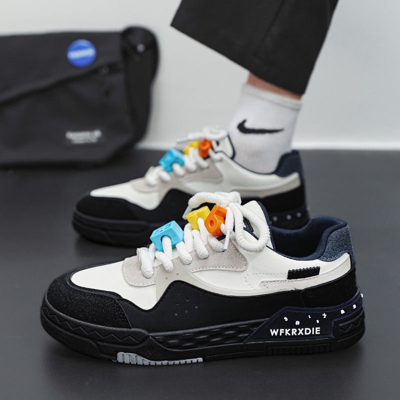Sepatu Kets Sol Tebal untuk Pria, Sepatu Sneakers Olahraga Sol Tebal, Sepatu Kasual Antiselip Warna 