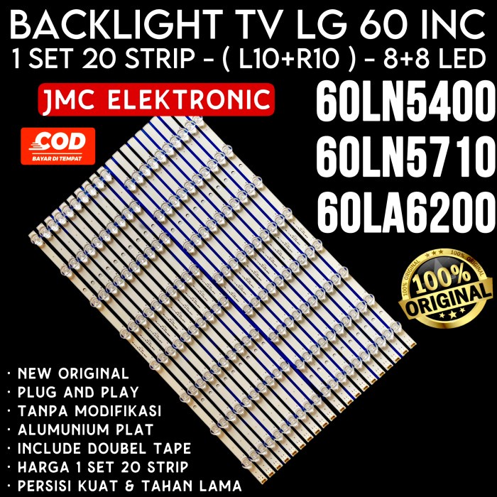 [Ori] Backlight Tv Lg 60Ln5400 60Ln5700 60La6200 60Ln Lampu Led 60 Inch Bisa Gojek
