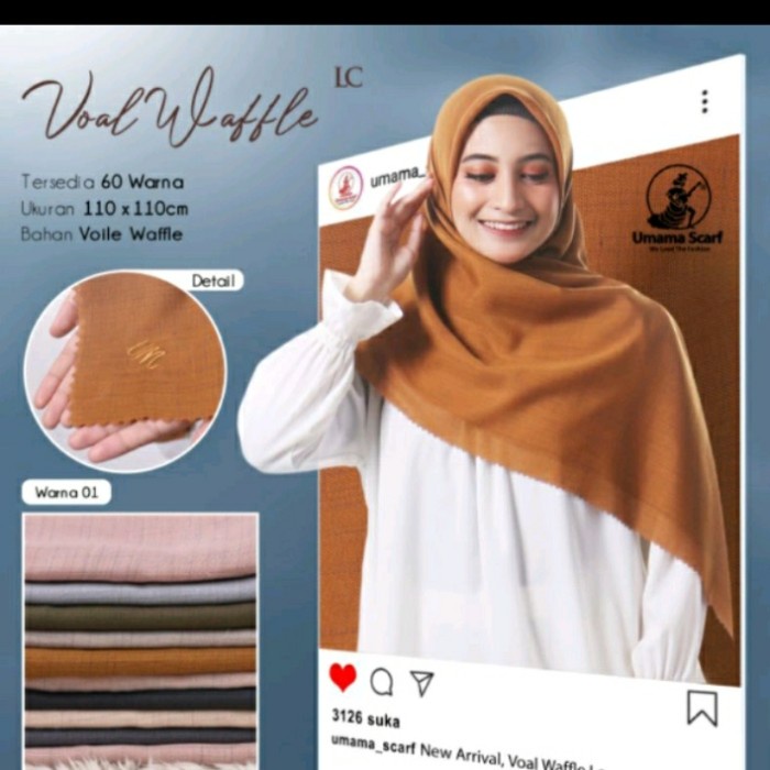 [Original] Hijab Segi Empat Voal Waffle Metal Logo Umama Terbatas
