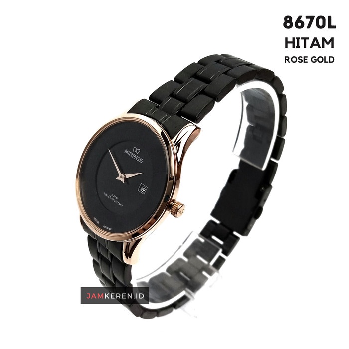 ✅Ori Jam Tangan Wanita Mirage 8670 Original Hitam Rose Gold Bisa Sameday