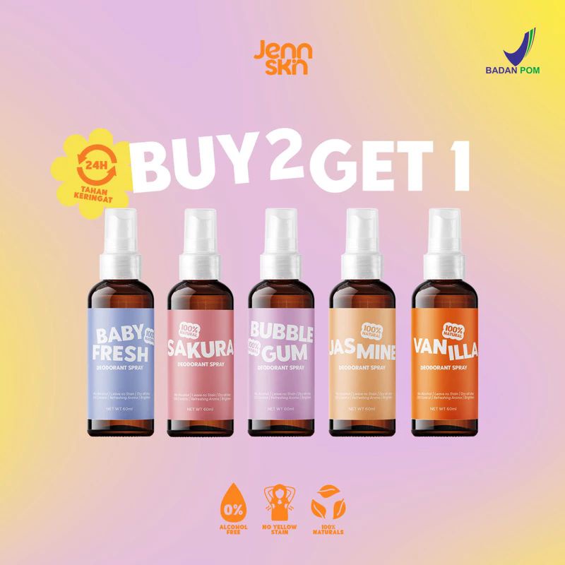 JENSKIN NATURAL BUNDLING BUY 2 GET 1 DEODORANT Spray ORIGINAL