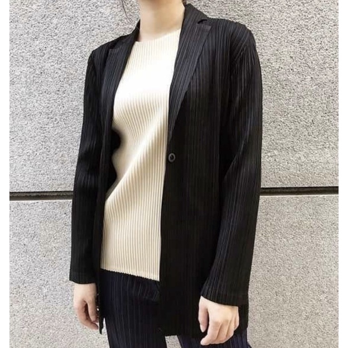 [New] Pleats Please / Top Cardigan / Pleated / Blazer / Luaran / Atasan Berkualitas