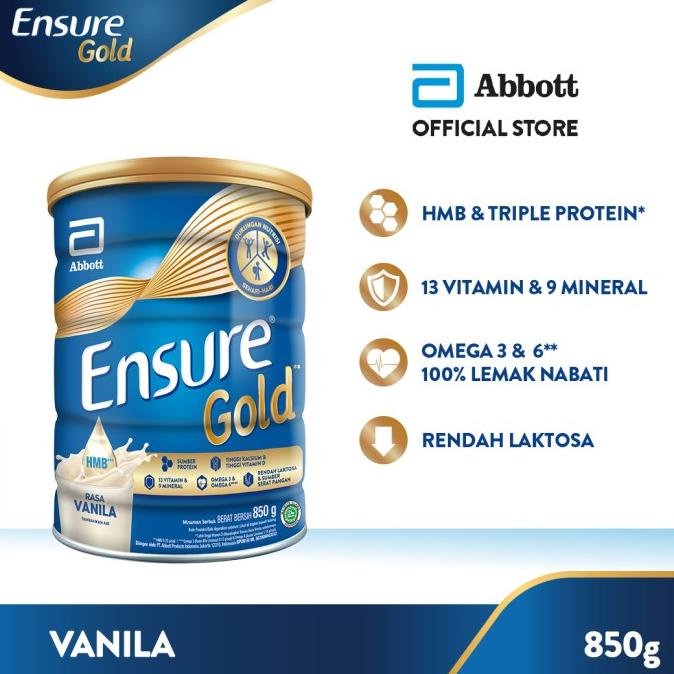 

Ensure Gold Hmb Vanila 850 G - Nutrisi Dewasa Rendah Laktosa