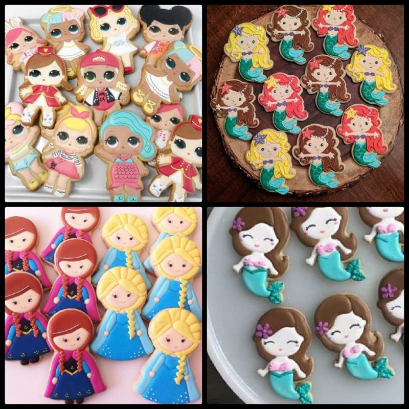 

IHANALICIOUS Butter Cookies FAIRY TALE 2 Princess Frozen Mermaid LOL (kukis hias karakter) royal icing