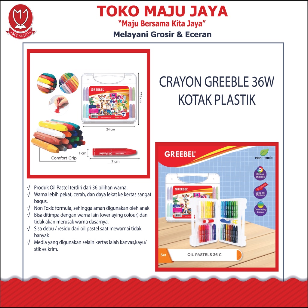 

CRAYON GREEBLE 36 Warna KOTAK PLASTIK