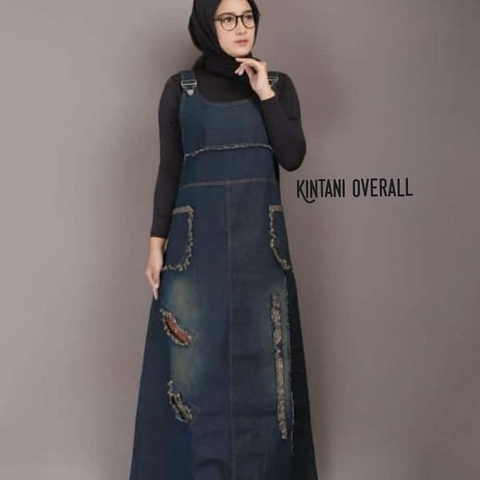 Rok Panjang Overall/Overall Long Skirt/Rok Kodok Jeans Wanita Hijabers
