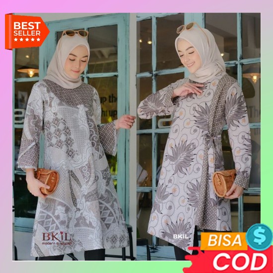 Baju Batik Kekinian Blouse Dewasa Casual Atsan Cewek Formal Batik Model Terbaru Kemeja Wanita Formal