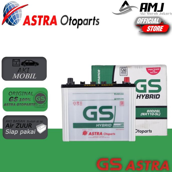 Aki Mobil Toyota Fortuner Diesel GS HYBRID ASTRA 80D26L Aki Basah 70Ah