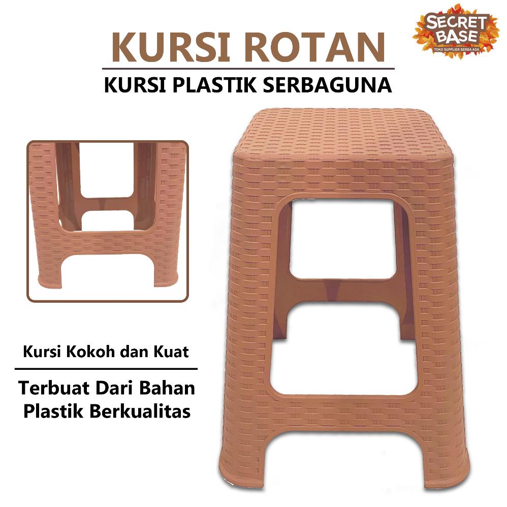 Terjangkau - KURSI ROTAN - Kursi Plastik Tinggi / Bangku Tinggi Kokoh / Kursi Motif Rotan !!