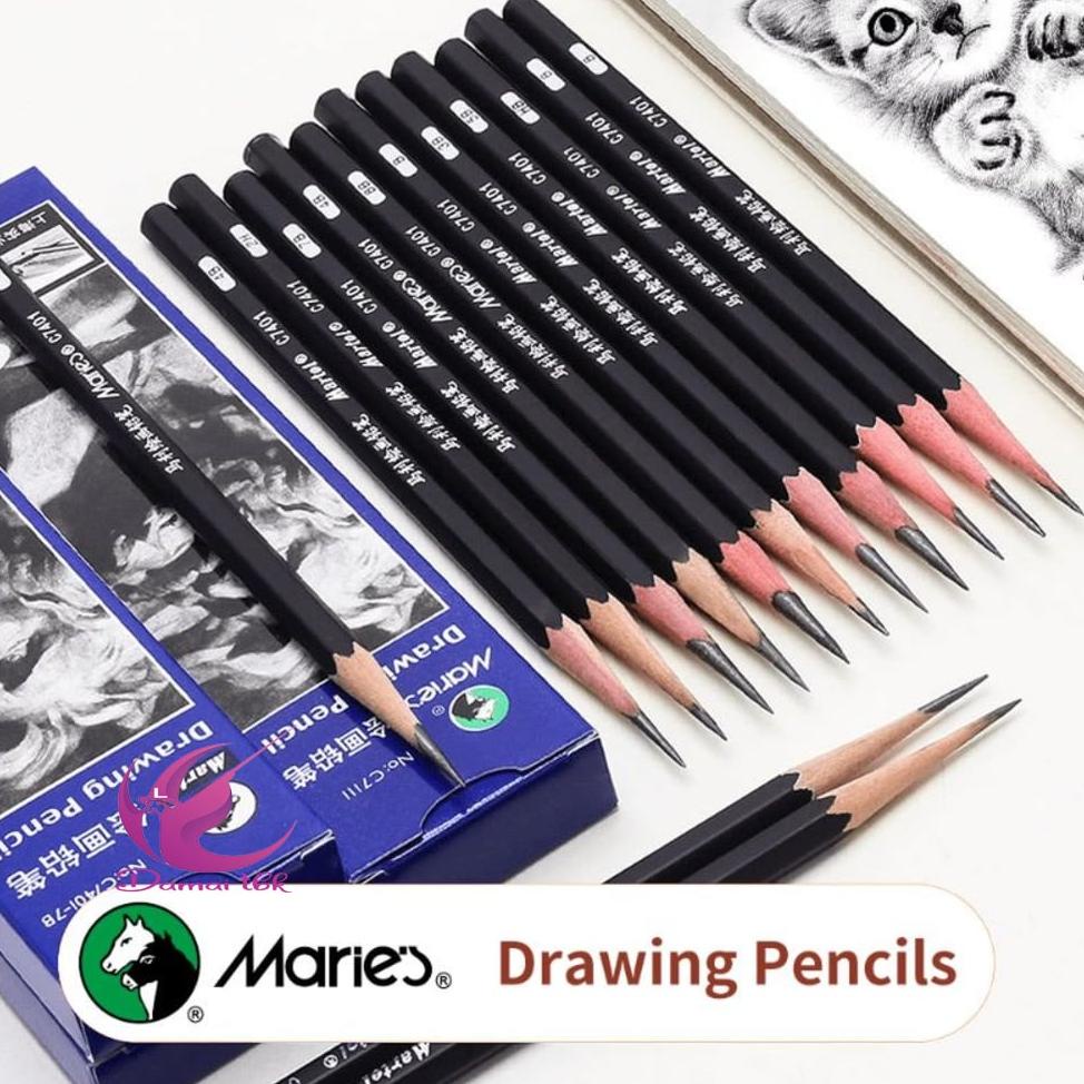 

MURAH Maries Drawing Pencil Set 12pcs 2H-14B - 1 Set Pensil Gambar TERLARIS